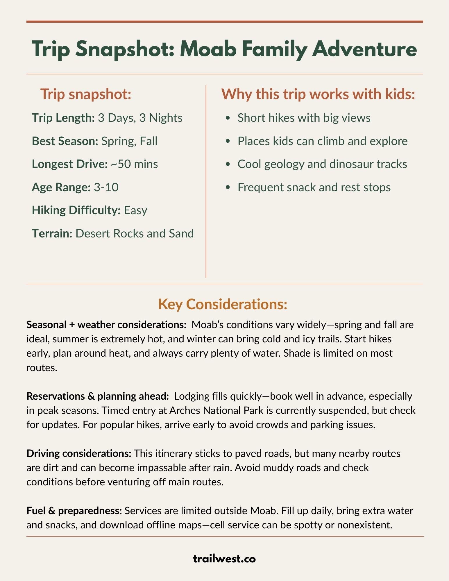 Moab Family Adventure Itinerary (3-day)