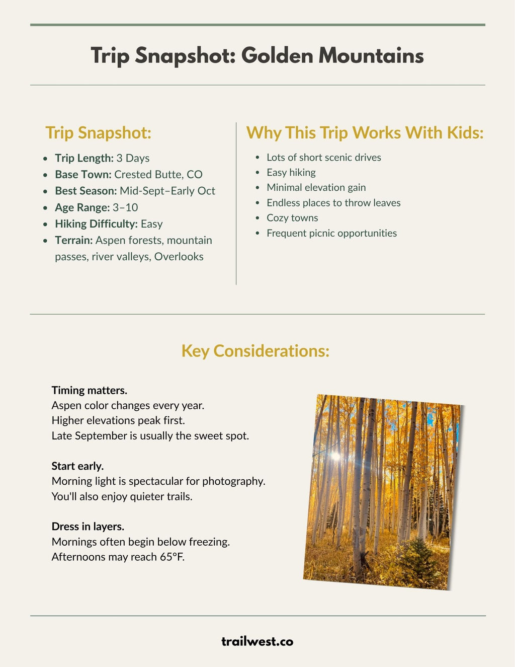 Golden Mountains: A Family Guide to Crested Butte's Golden Aspens