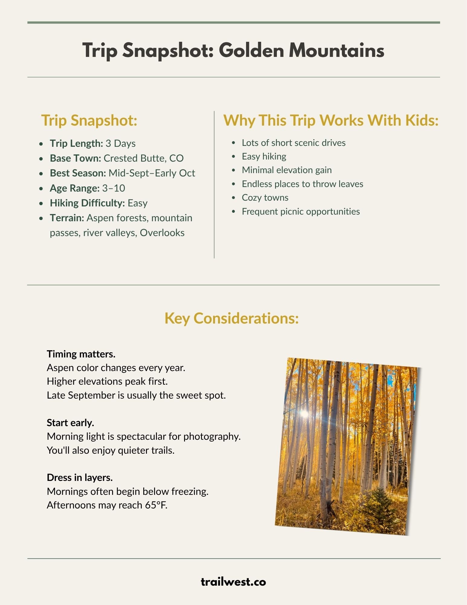 Golden Mountains: A Family Guide to Crested Butte's Golden Aspens